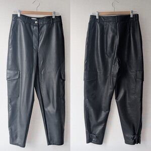 WILFRED Black Faux-Leather Cargo Pants